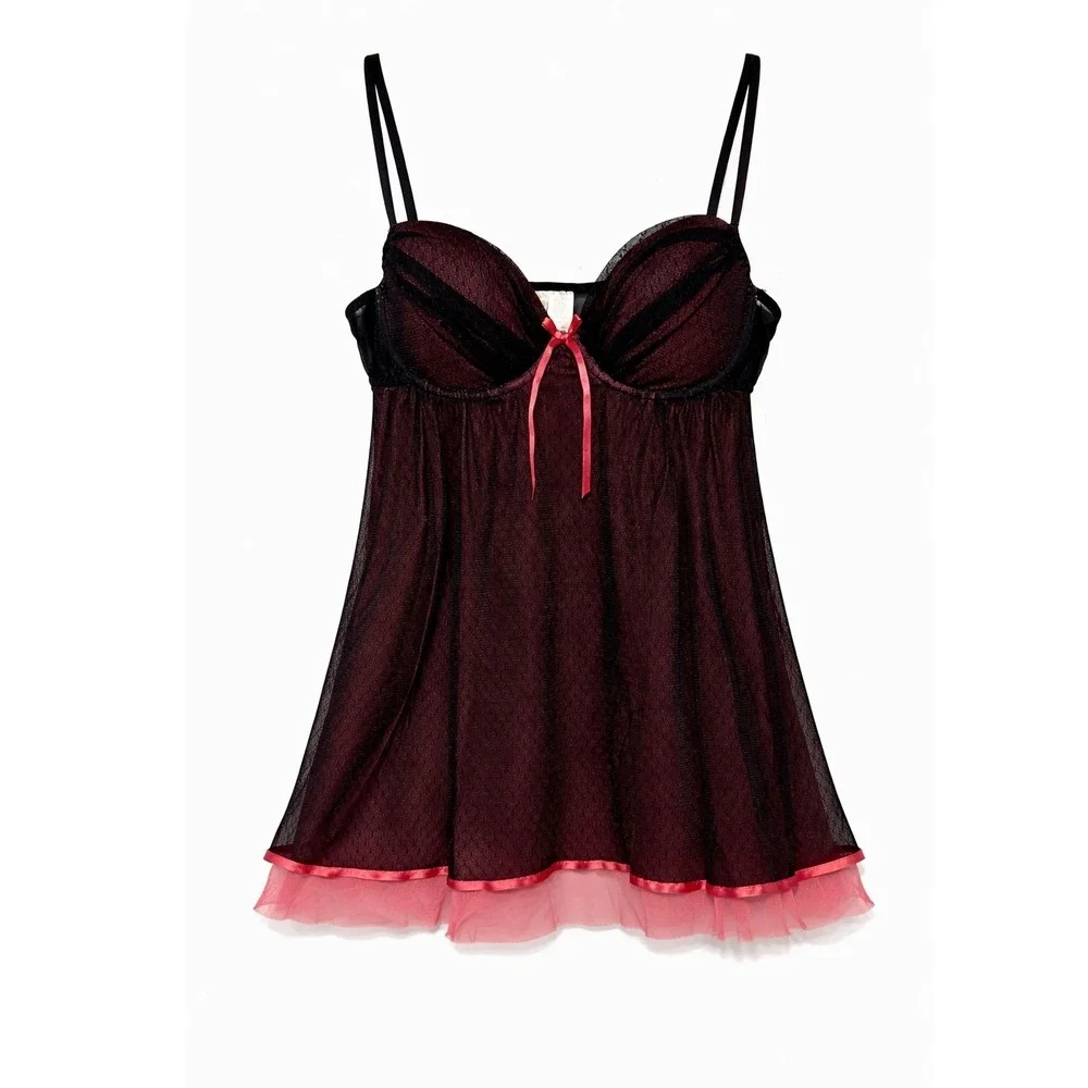Ambrielle Goth Coquette Babydoll Chemise Women Size M Whimsigoth Grunge Lingerie